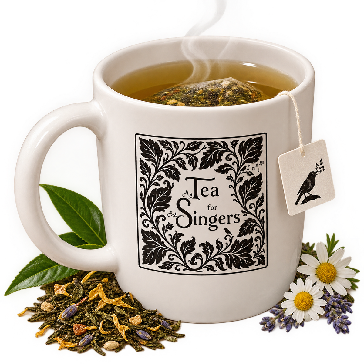 Tea for Singers botanical logo illustration