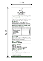 Tea for Singers product label with ingredients and nutritional information
