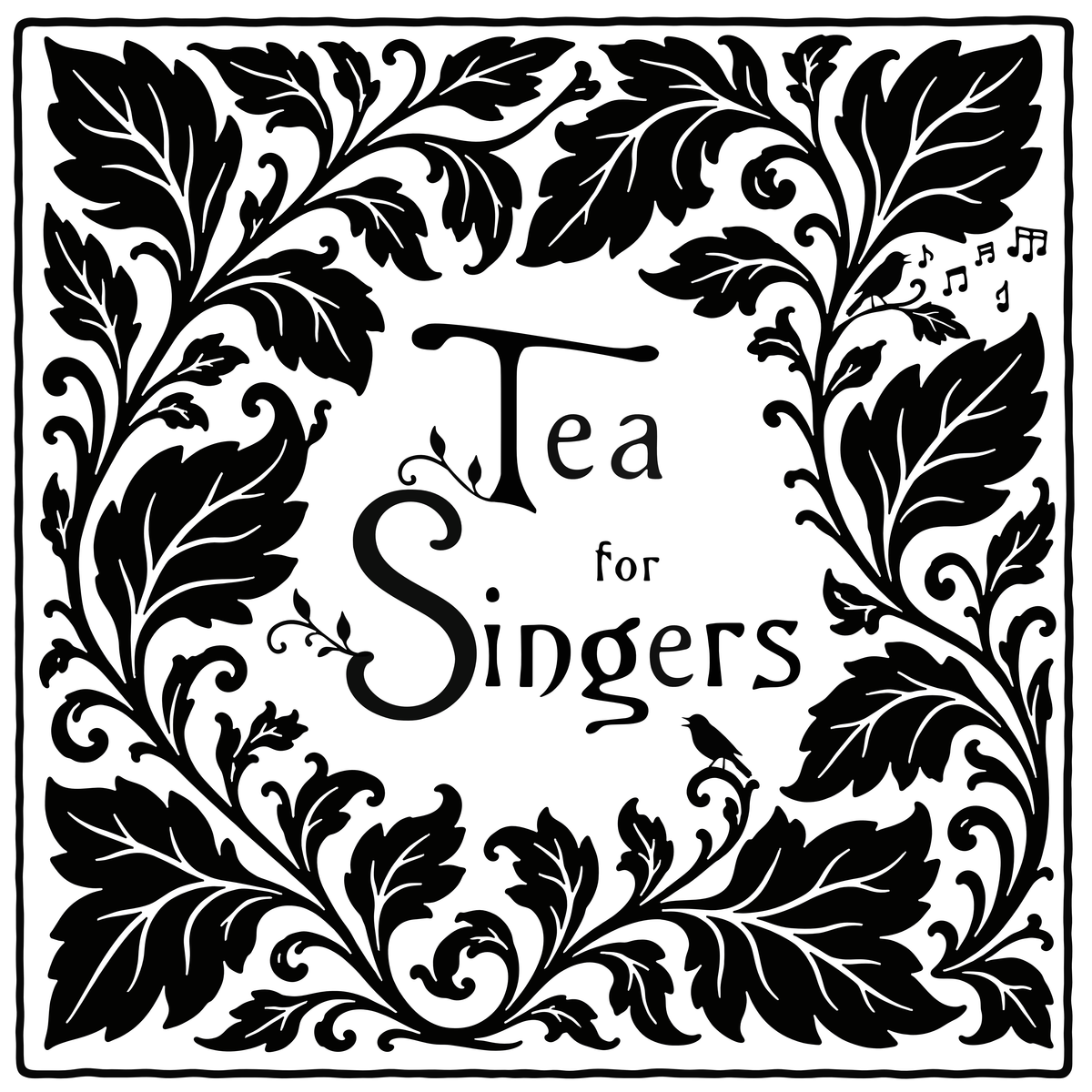 Tea for Singers branded mug with herbal tea and botanicals